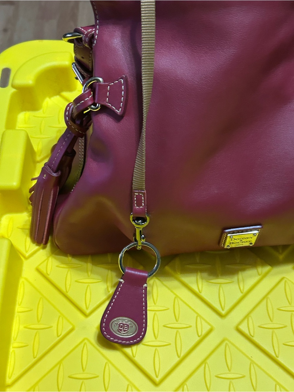Dooney & Bourke Burgundy Leather Shoulder Bag - Picture 10 of 14
